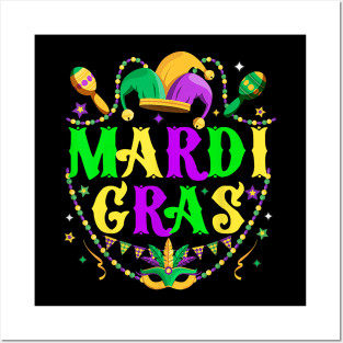 New Orleans Mardi Gras 2024 Party Mask Beads Party Hat Posters and Art